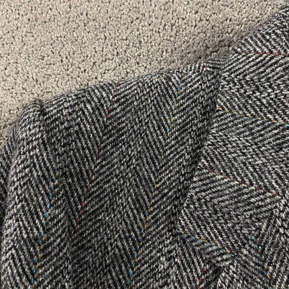 Vintage Harris Tweed Wool Tweed Herringbone Blazer Sport Coat Mens 46 SHORT Gray - Picture 5 of 16